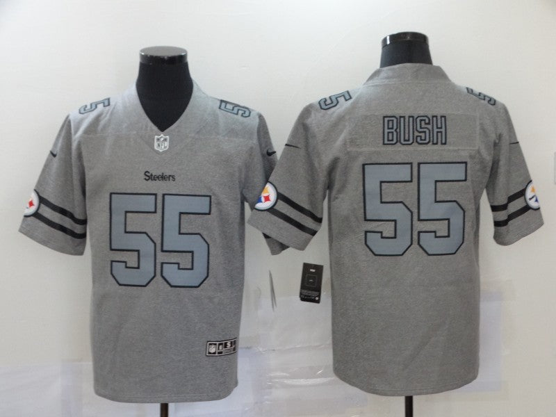 Men's Pittsburgh Steelers Devon Bush Jr. #55 Gray Game Jerseys