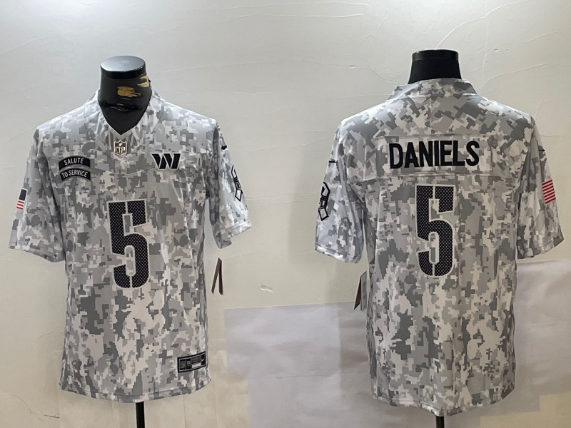 Men's Washington Commanders Jayden Daniels #5 Arctic Camo 2024 Salute to Service Limited Jerseys