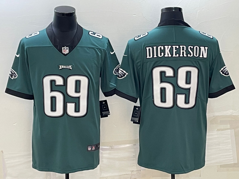 Men's Philadelphia Eagles Landon Dickerson #69 Midnight Green Game Player Jerseys