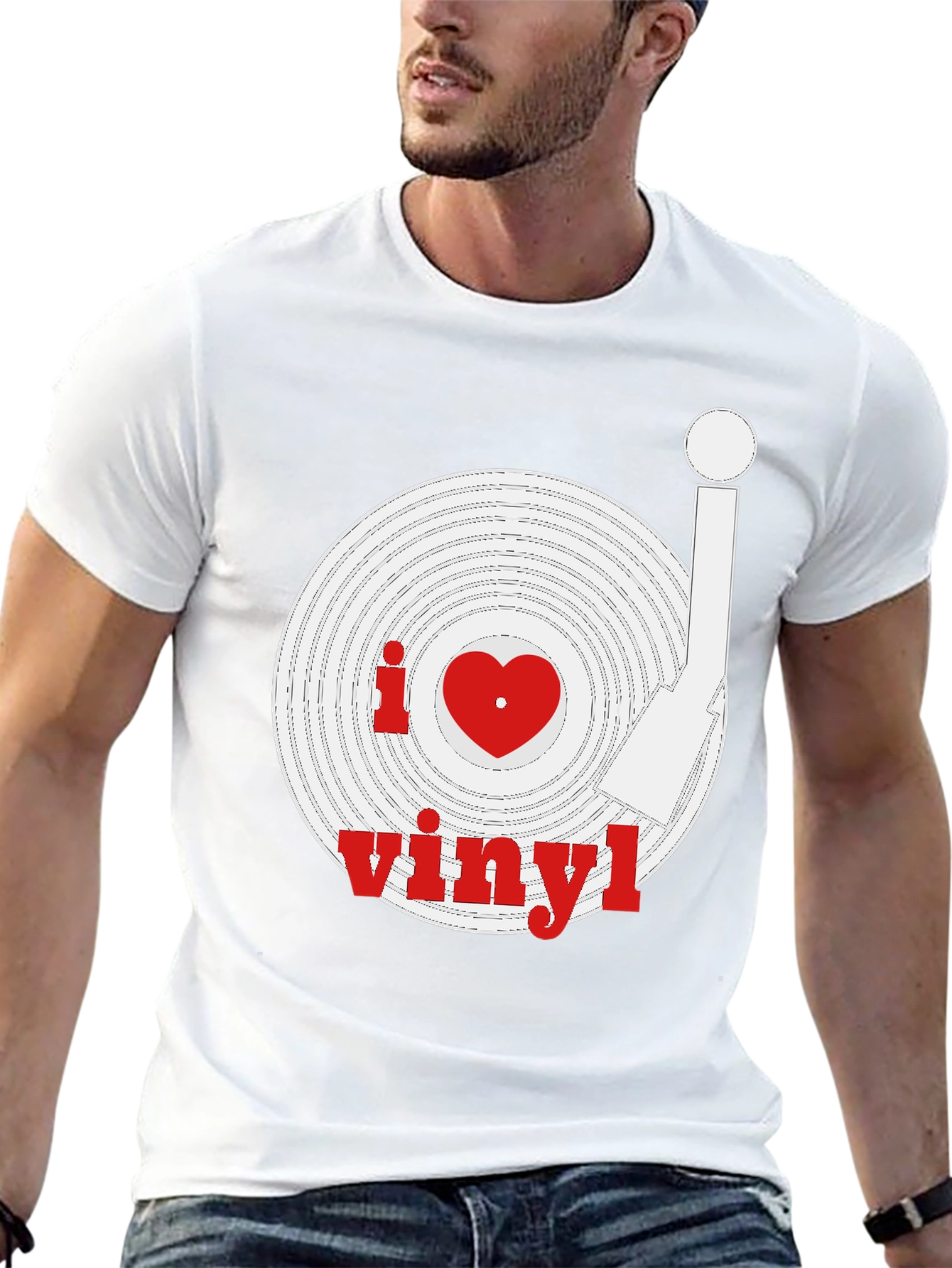 I Heart Vinyl Record Black T-Shirt