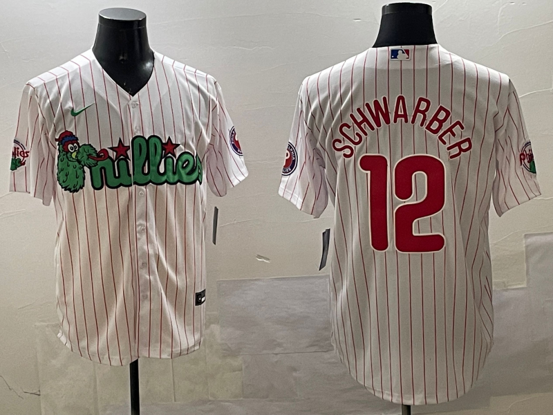 Men's Philadelphia Phillies Kyle Schwarber #12 White Replica Team Jerseys