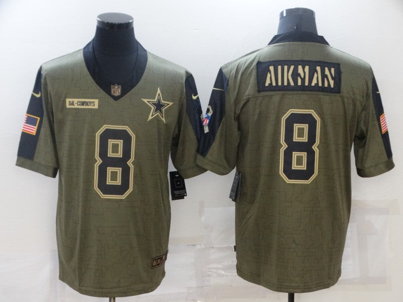 Men's Dallas Cowboys Troy Aikman #8 Brown Game Jerseys