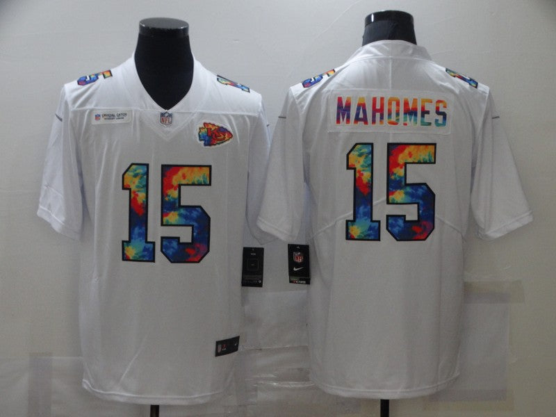 Men's Kansas City Chiefs Patrick Mahomes #15 White Alternate Game Jerseys