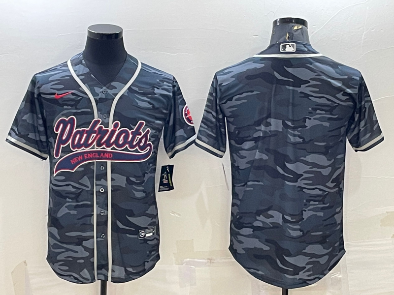 Men's New England Patriots Grey Camouflage Blank Jerseys