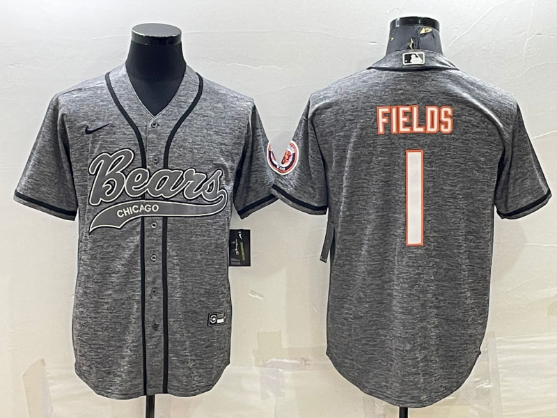 Men's Chicago Bears Justin Fields #1 Gray Game Jerseys Joint Edition