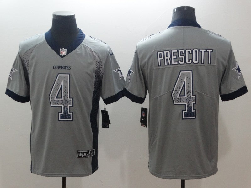 Men's Dallas Cowboys Dak Prescott #4 Gray Authentic Game Jerseys