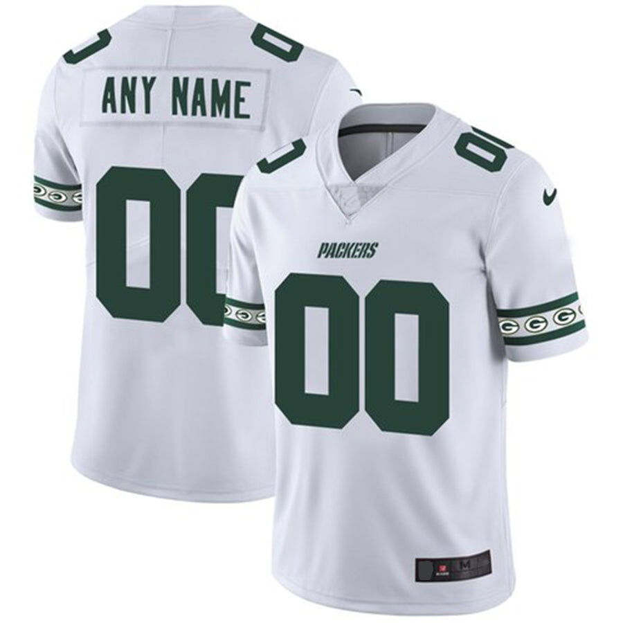 Custom1 Green Bay Packers White Team Logo Vapor Limited Jerseys Stitched American Football Jerseys