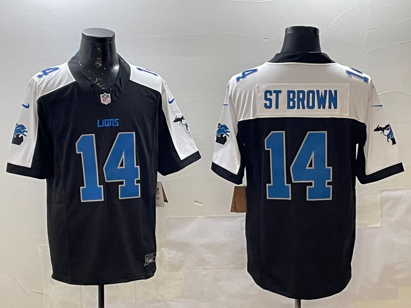 Men's Detroit Lions Amon-Ra St. Brown #14 Black Game Player Jerseys