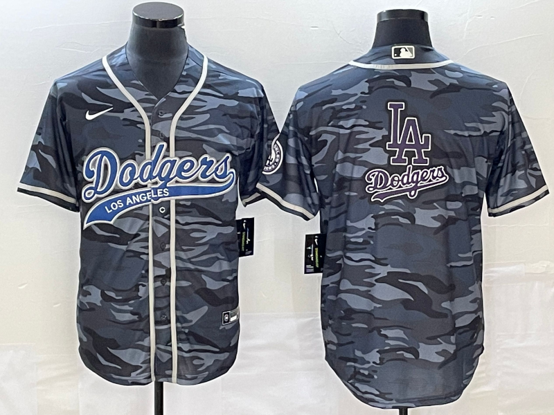 Men's Los Angeles Dodgers Grey Camouflage Team Jerseys Joint Edition