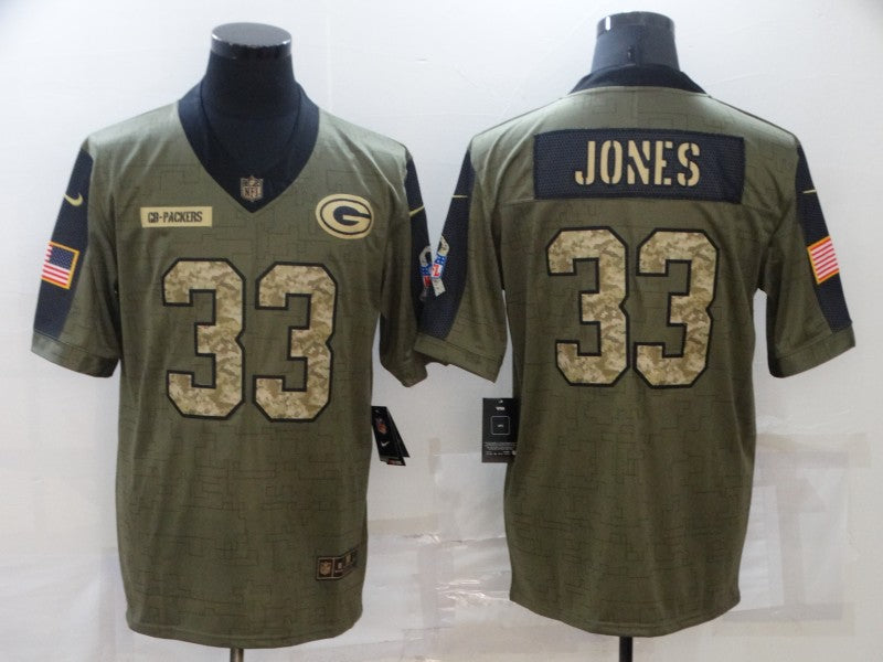 Men's Green Bay Packers Aaron Jones #33 Brown Player Game Jerseys