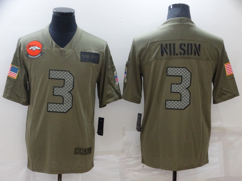 Men's Denver Broncos Russell Wilson #3 Brown Player Jerseys