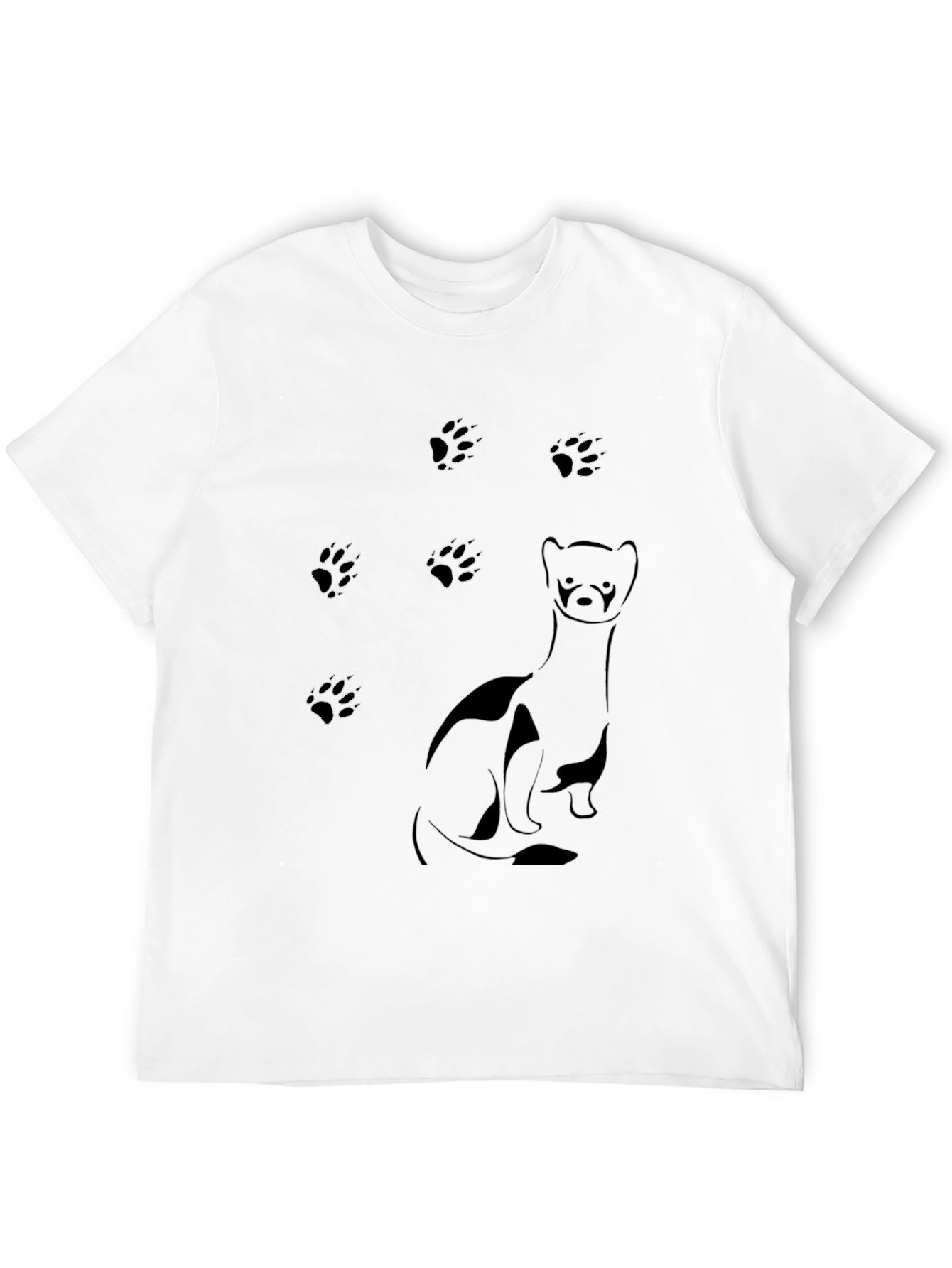 Ferret & Paw Print Black T-Shirt