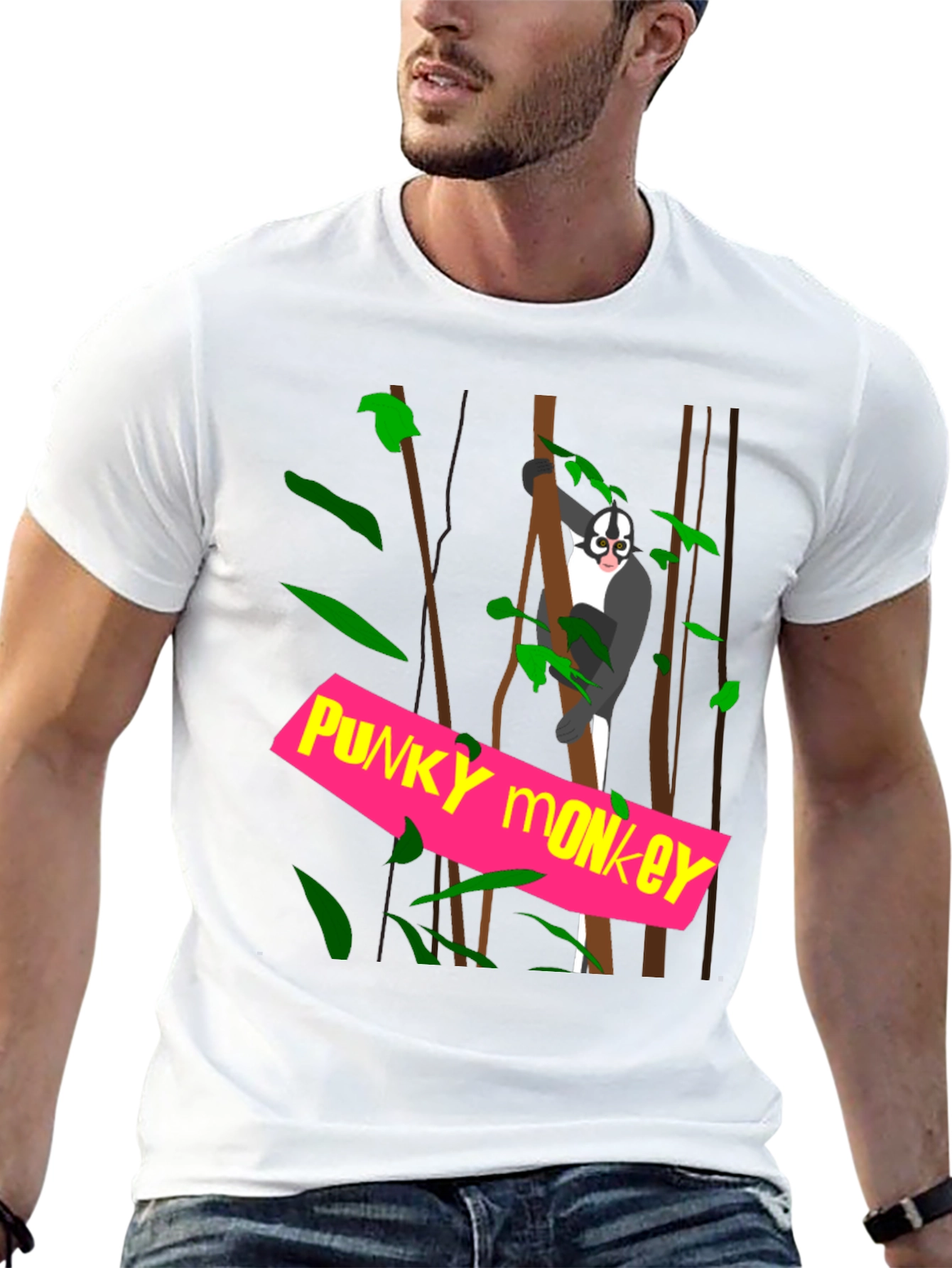 Funky Monkey Graphic Tee - Black Cotton T-Shirt