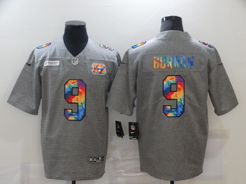 Men's Cincinnati Bengals Joe Burrow #9 Gray Game Jerseys