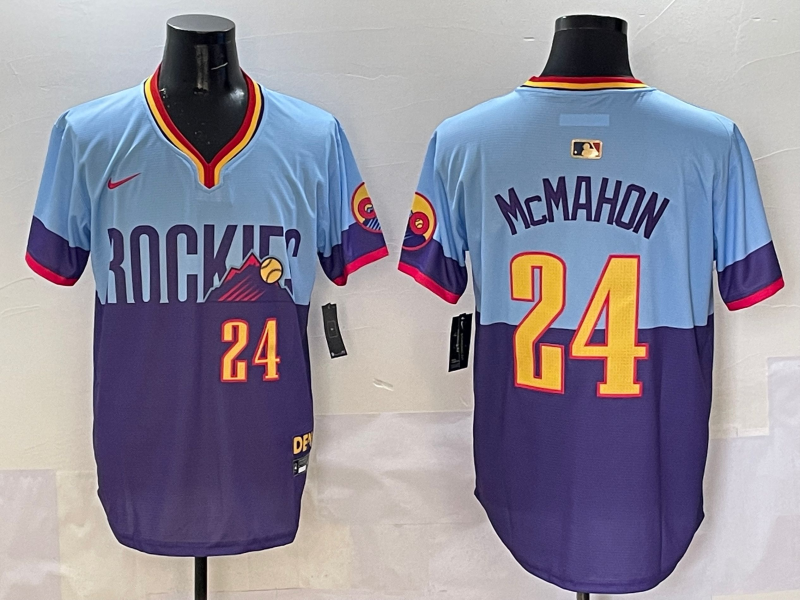 Men's Colorado Rockies Ryan McMahon #24 Purple/Light Blue 2025 City Connect Limited Player Jerseys