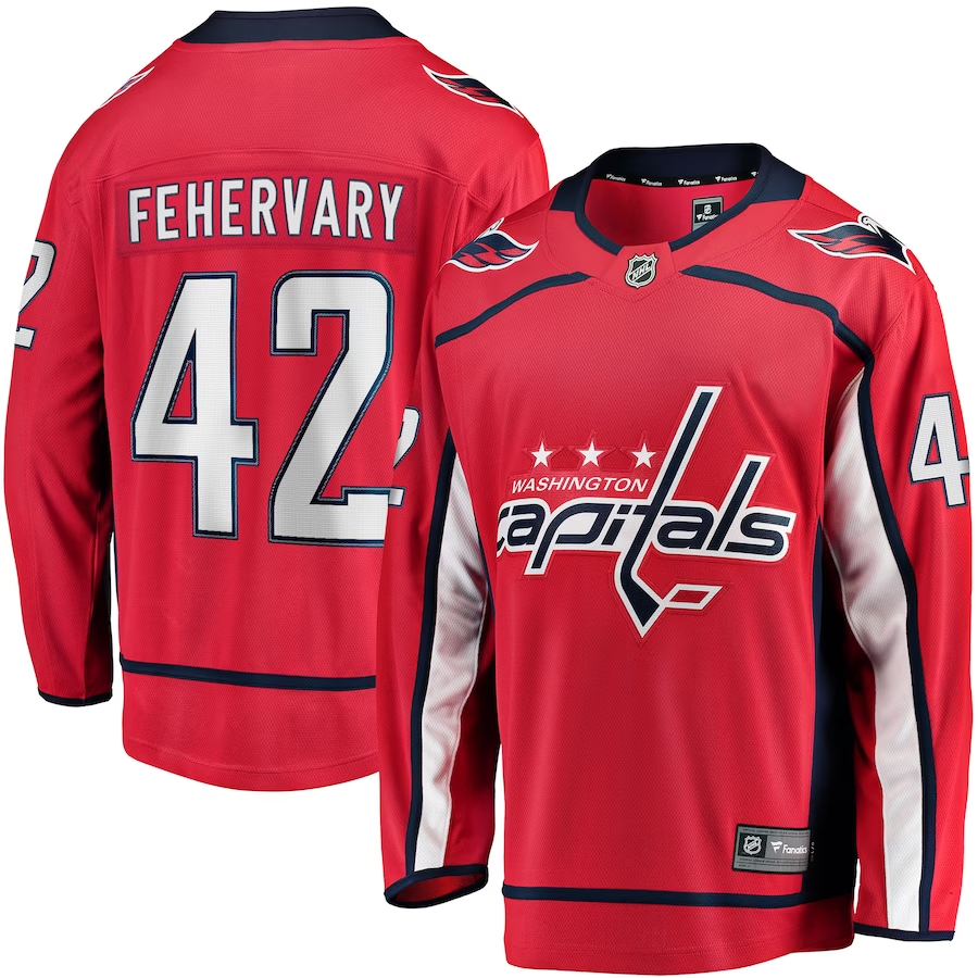 Men's Washington Capitals Martin Fehervary #42 Red Home Breakaway Player Jerseys