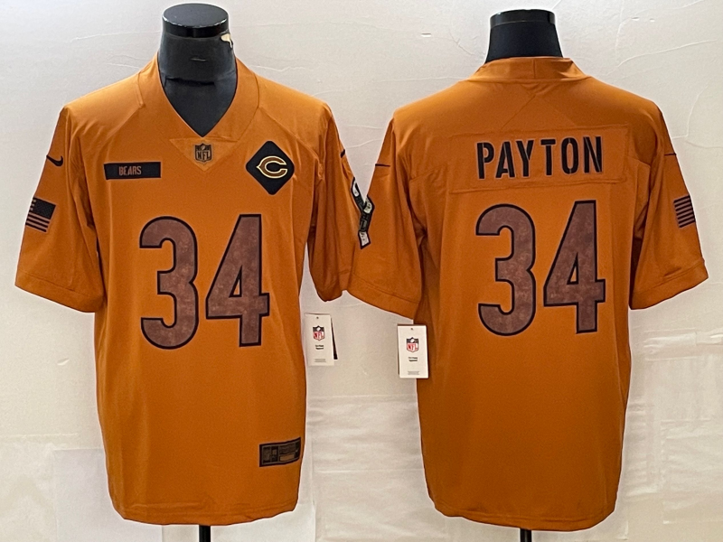 Men's Chicago Bears Walter Payton #34 Brown 2023 Salute To Service Retired Player Limited Jerseys