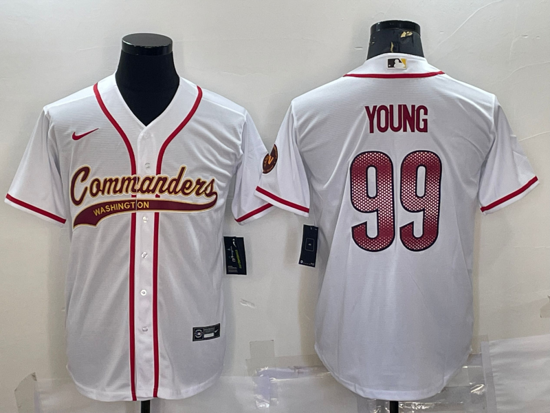 Men's Washington Commanders Chase Young #99 White Game Jerseys Joint Edition
