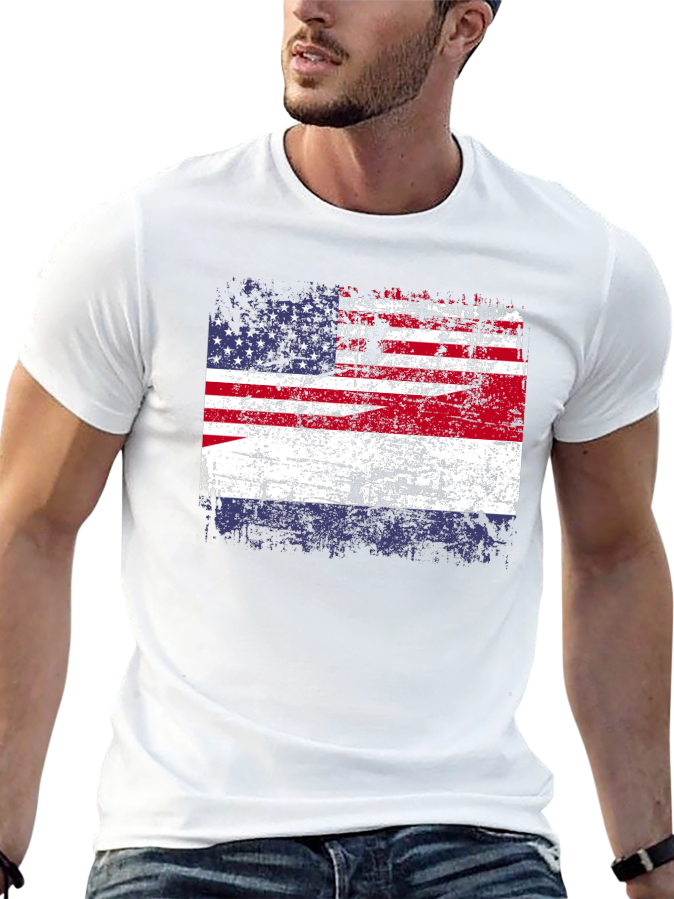 Distressed American Flag Graphic T-Shirt
