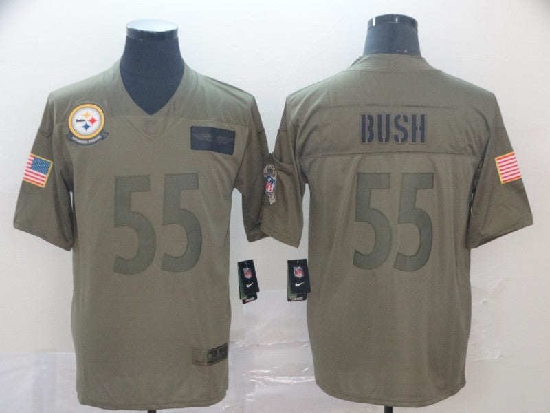 Men's Pittsburgh Steelers Devon Bush Jr. #55 Brown Game Jerseys