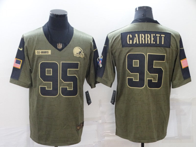Men's Cleveland Browns Myles Garrett #95 Olive Game Player Jerseys