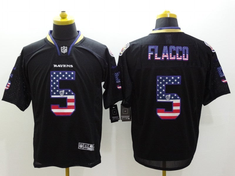 Men's Baltimore Ravens Joe Flacco #5 Black Game Player Jerseys