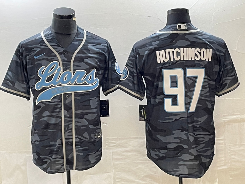 Men's Detroit Lions Aidan Hutchinson #97 Grey Camouflage Game Jerseys Joint Edition