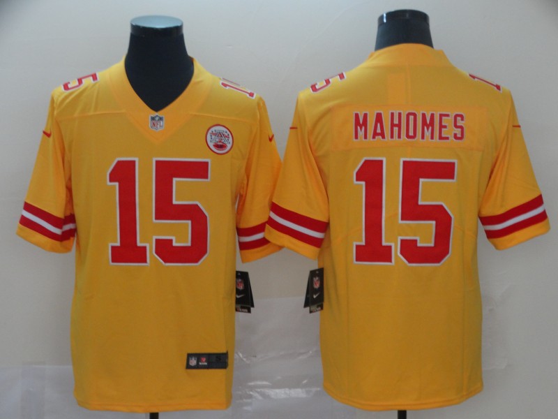 Men's Kansas City Chiefs Patrick Mahomes Yellow Inverted Legend Jerseys