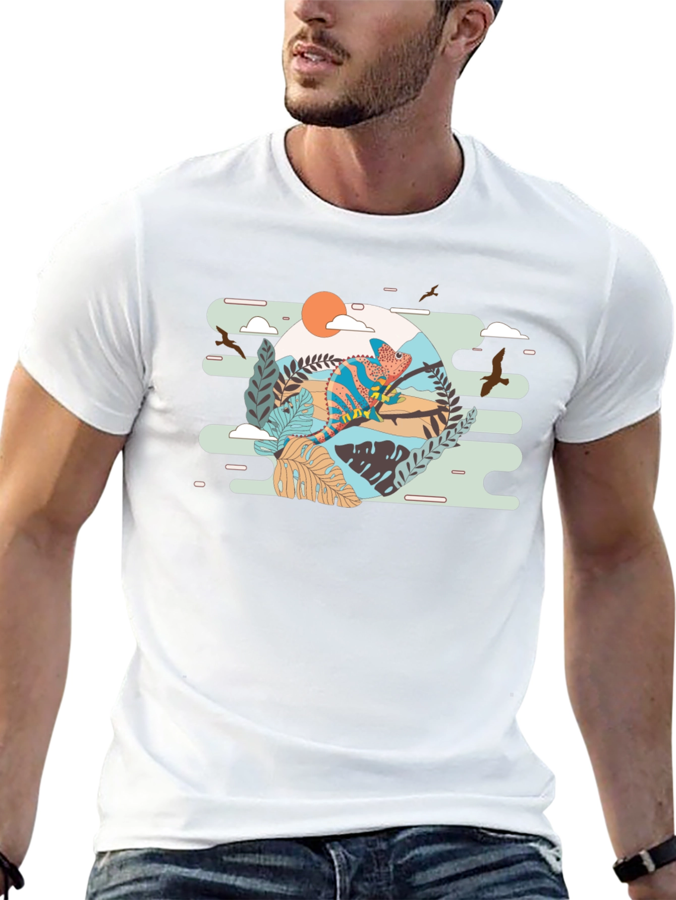 Chameleon Graphic Print T-Shirt