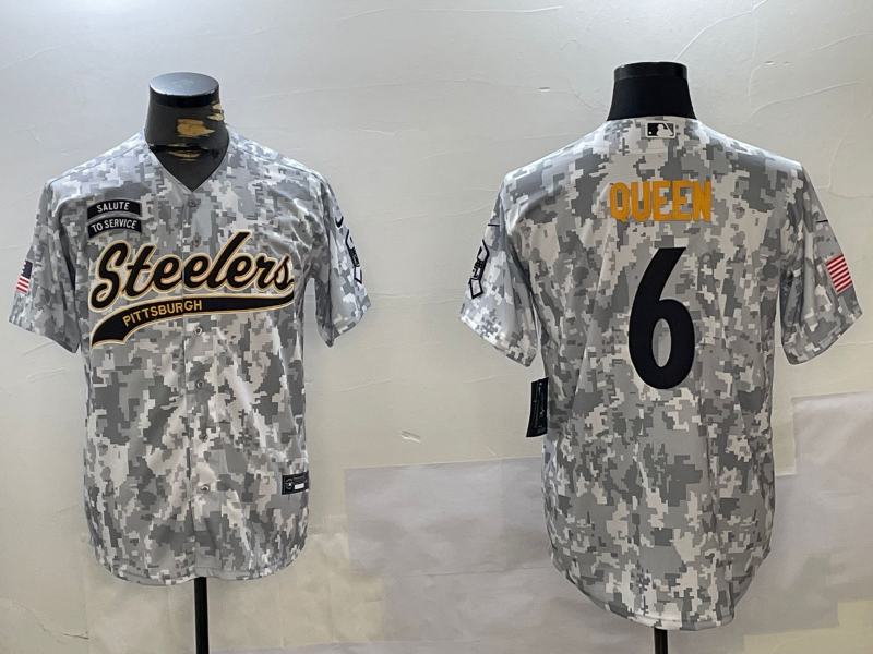 Men's Pittsburgh Steelers Patrick Queen #6 Arctic Camo 2024 Salute to Service Player Jerseys