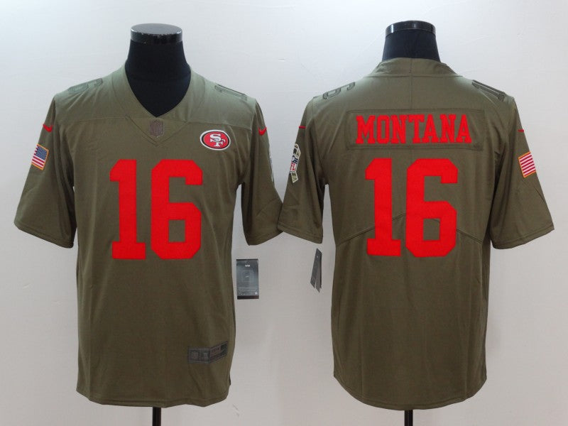 Men's San Francisco 49ers Joe Montana #16 Brown Alternate Game Jerseys