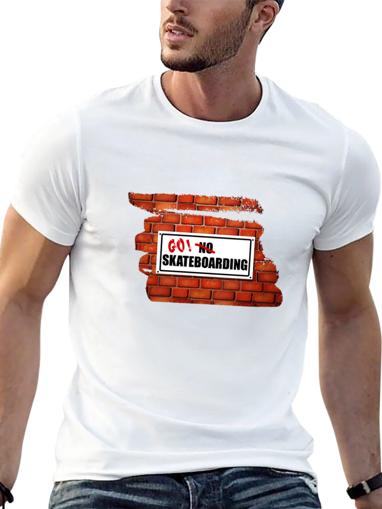 Go! No Skateboarding Brick Wall Graphic Tee