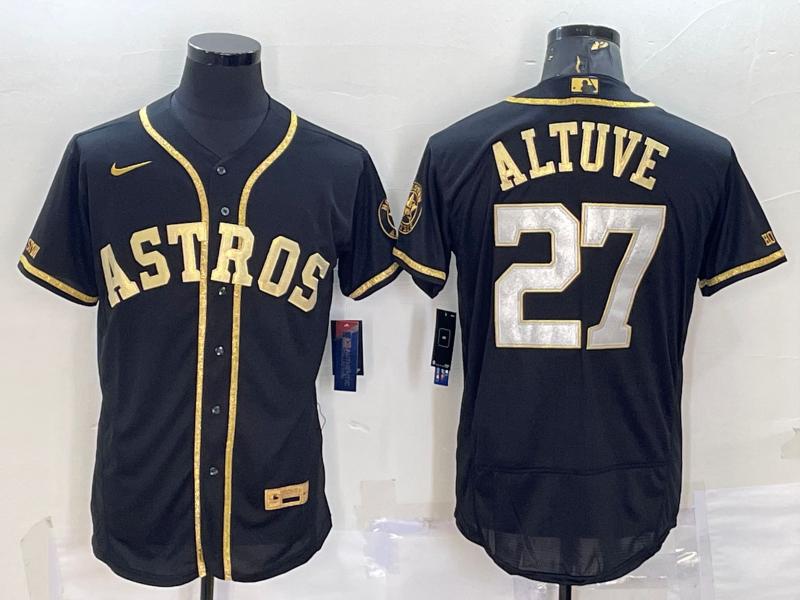 Men's Houston Astros Jose Altuve #27 Black Replica Baseball Jerseys
