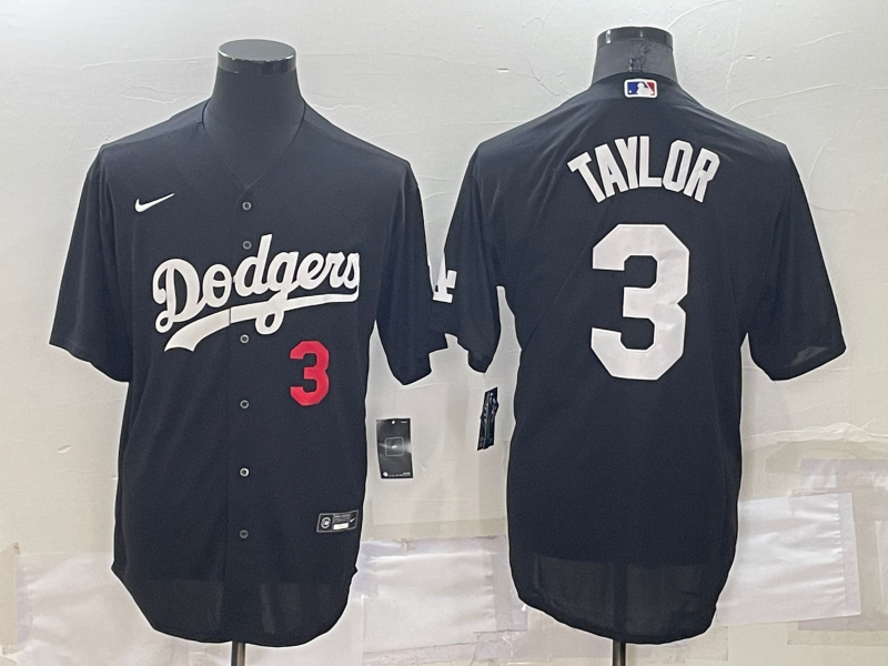 Men's Los Angeles Dodgers Chris Taylor #3 Black Stitched Jerseys