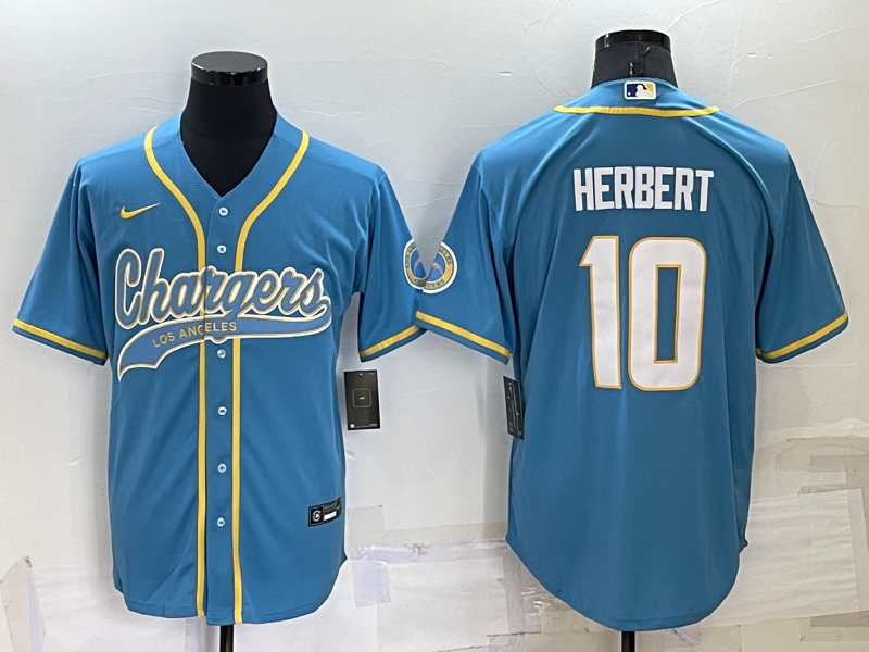 Men's Los Angeles Chargers Justin Herbert #10 Powder Blue Game Jerseys Joint Edition