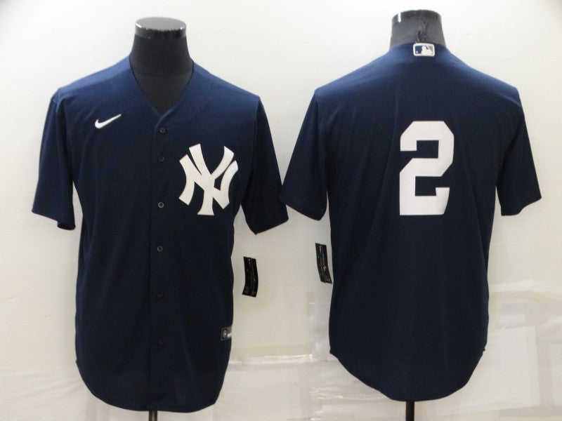 Men's New York Yankees Derek Jeter #2 Navy Replica Player Name Jerseys