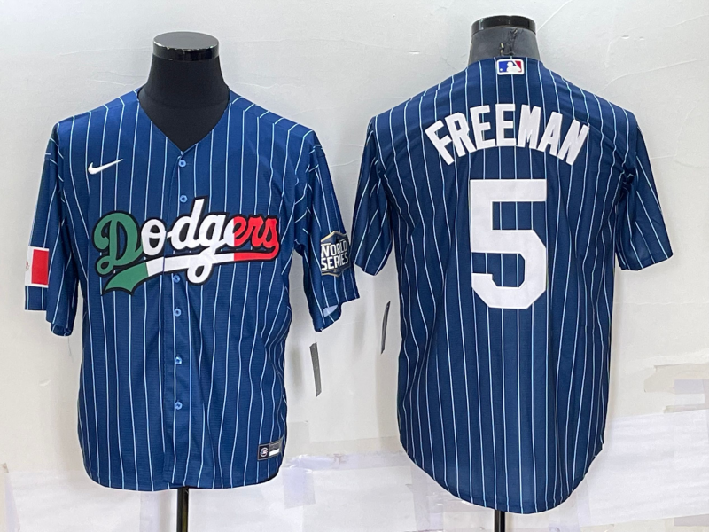 Men's Los Angeles Dodgers Freddie Freeman #5 Blue Authentic Game Jerseys