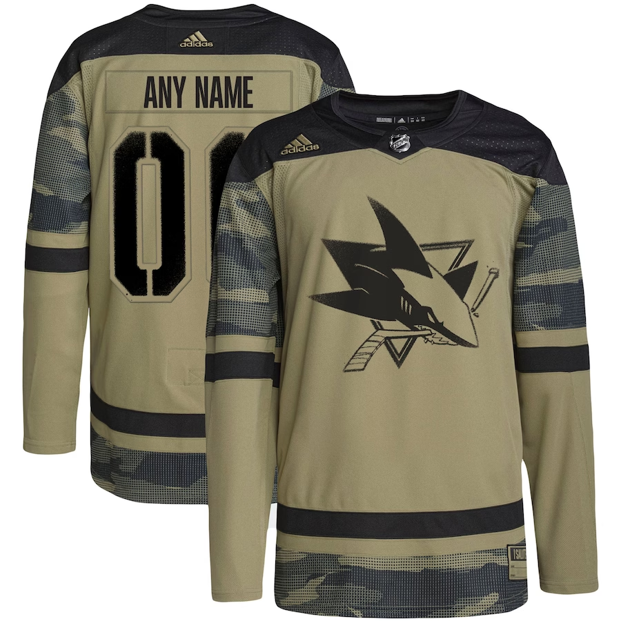 Men's San Jose Sharks Camo Military Appreciation Team Authentic Custom Practice Jerseys