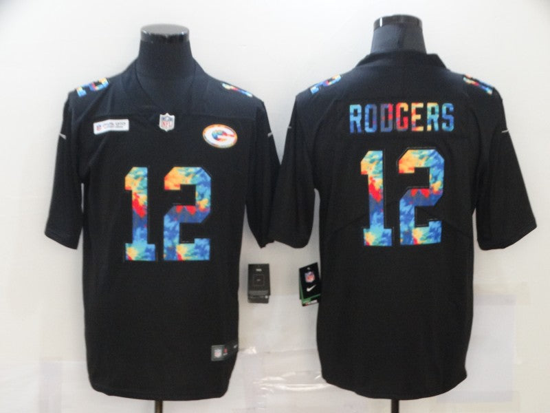 Men's Green Bay Packers #12 Aaron Rodgers Black Player Game Jerseys
