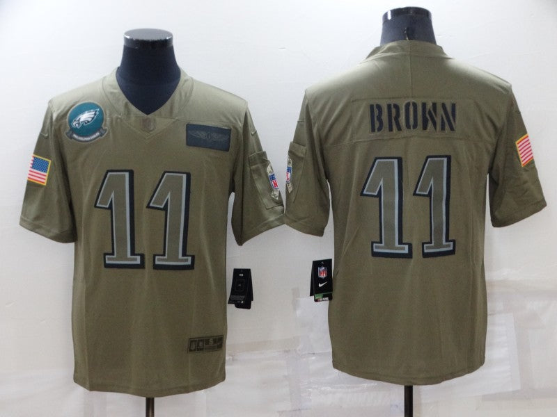 Men's Philadelphia Eagles A.J. Brown #11 Brown Game Jerseys