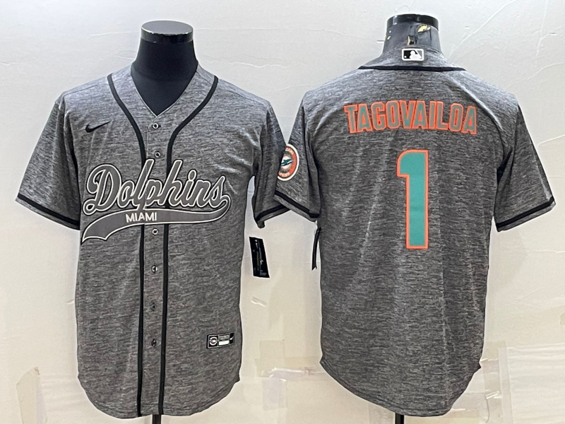 Men's Miami Dolphins Tua Tagovailoa #1 Gray Game Jerseys Joint Edition