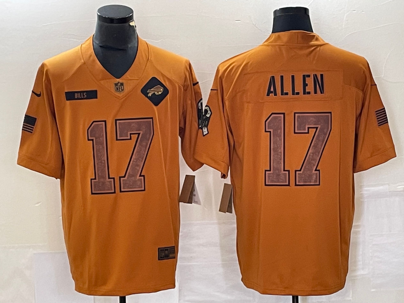 Men's Buffalo Bills Josh Allen #17 Brown 2023 Salute To Service Retired Player Limited Jerseys