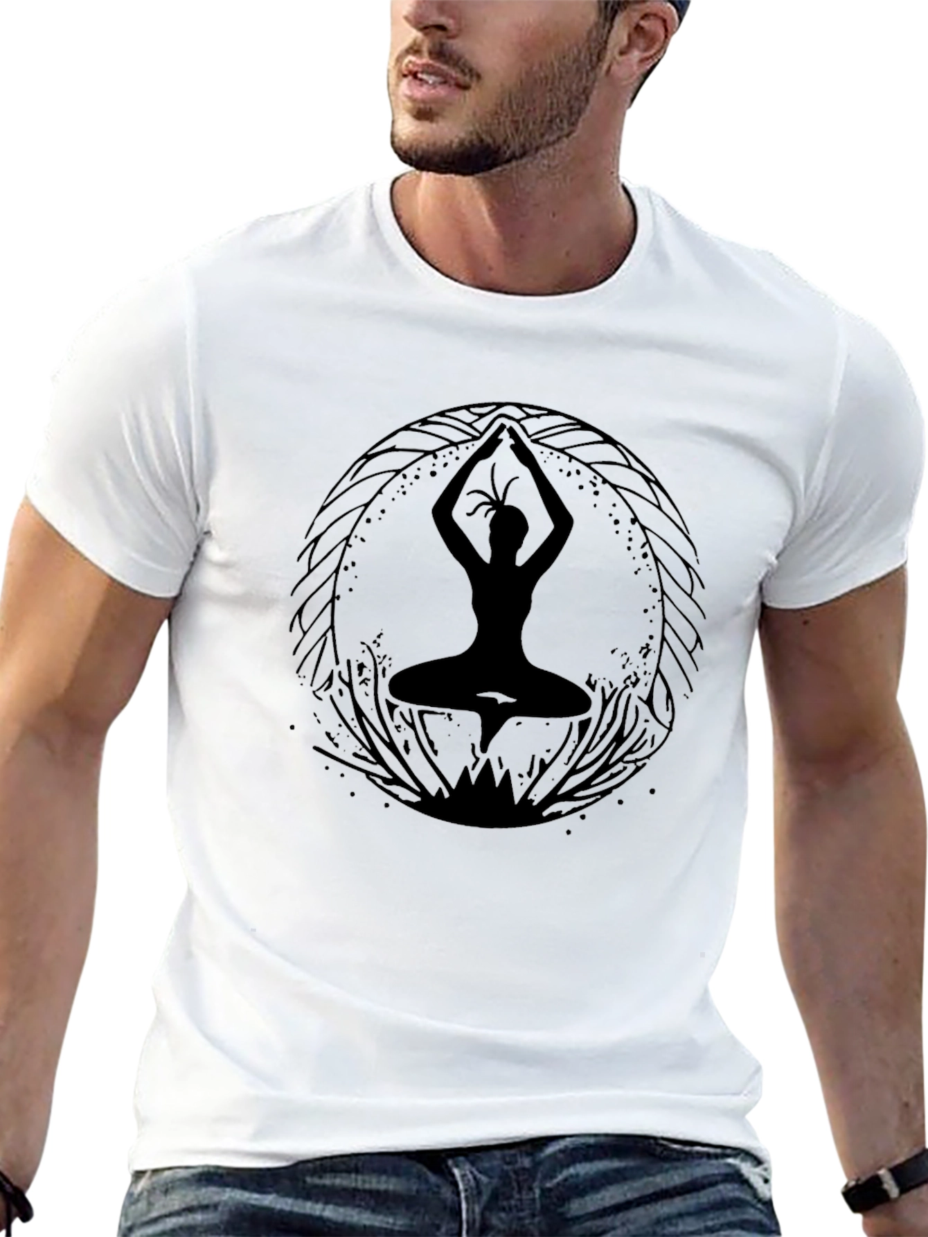 Yoga Silhouette Graphic T-Shirt - Black