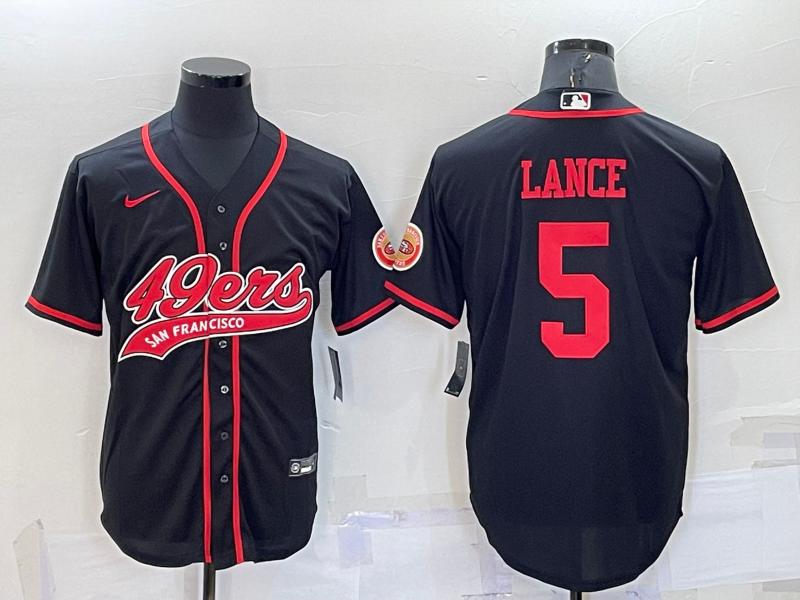 Men's San Francisco 49ers Trey Lance #5 Black Game Jerseys Joint Edition