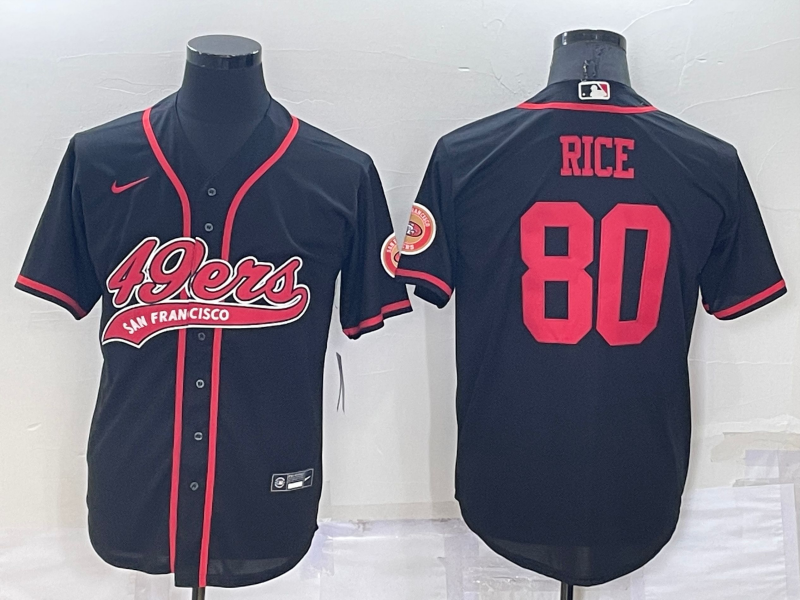 Men's San Francisco 49ers Jerry Rice #80 Black Game Jerseys Joint Edition