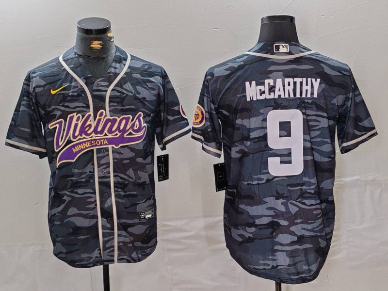 Men's Minnesota Vikings J.J. McCarthy #9 Grey Camouflage Game Jerseys