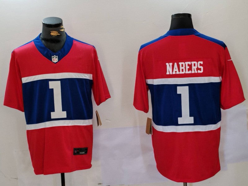 Men's New York Giants Malik Nabers #1 Century Red Alternate Game Jerseys
