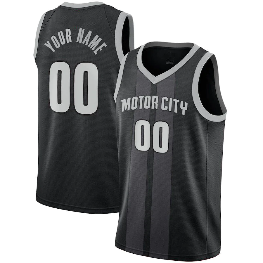Men's Detroit Pistons Black 2018/19 Swingman Custom Jerseys - City Edition