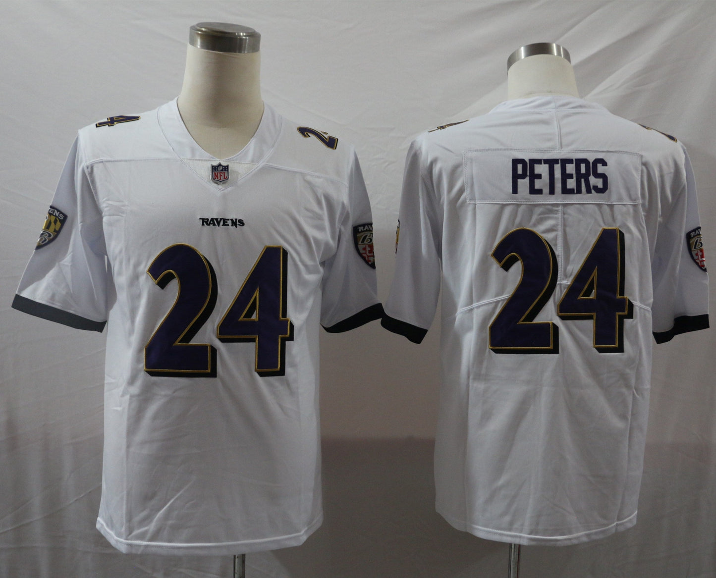 Men's Baltimore Ravens Marcus Peters #24 White Game Jerseys