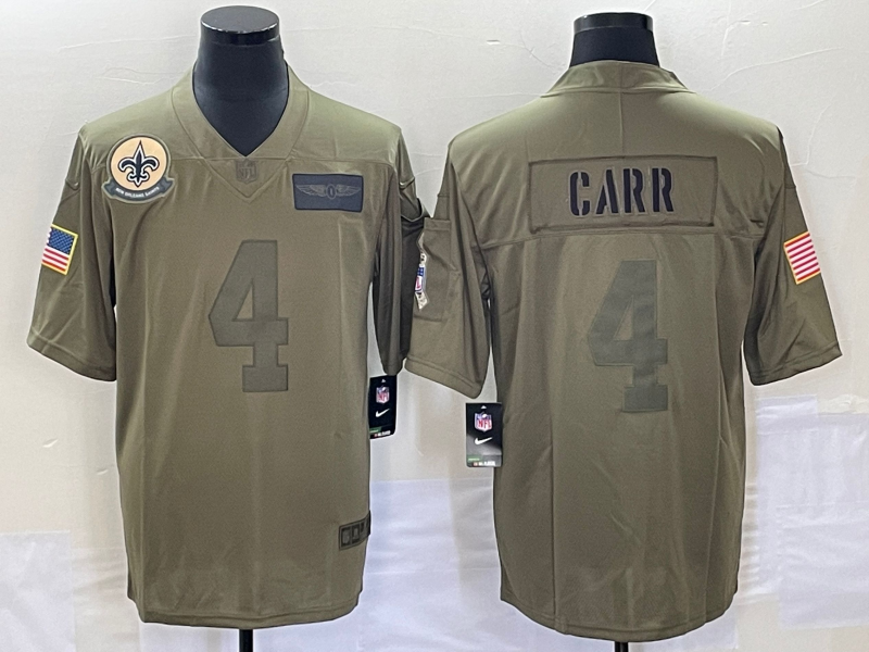 Men's New Orleans Saints Derek Carr #4 Brown Game Jerseys